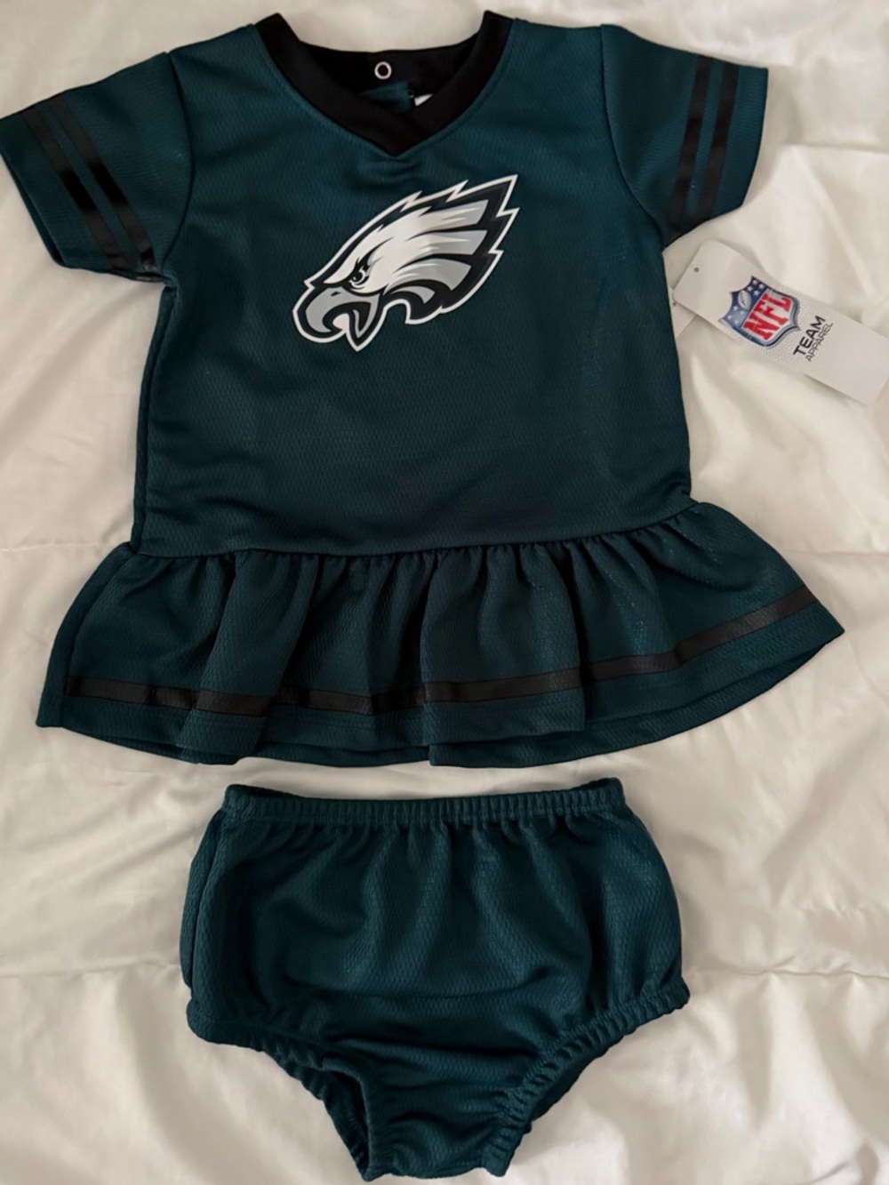 ⭐️2/$12 NFL Philadelphia Eagles Girls 12-18m Ruffle Cheerleader Dress Set